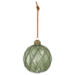 Tannengrüne Weihnachtskugel Mit Relief Und Glitzer