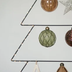 Tannengrüne Weihnachtskugel Mit Relief Und Glitzer