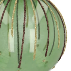 Tannengrüne Weihnachtskugel Mit Glitzerstreifen