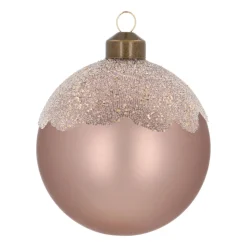 Taupe Weihnachtskugel Mit Matter Oberfläche Und Glitzer