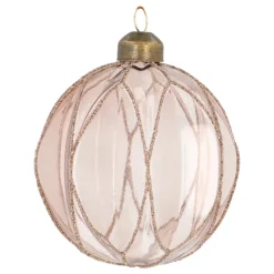 Taupe Weihnachtskugel Mit Glitterlinien