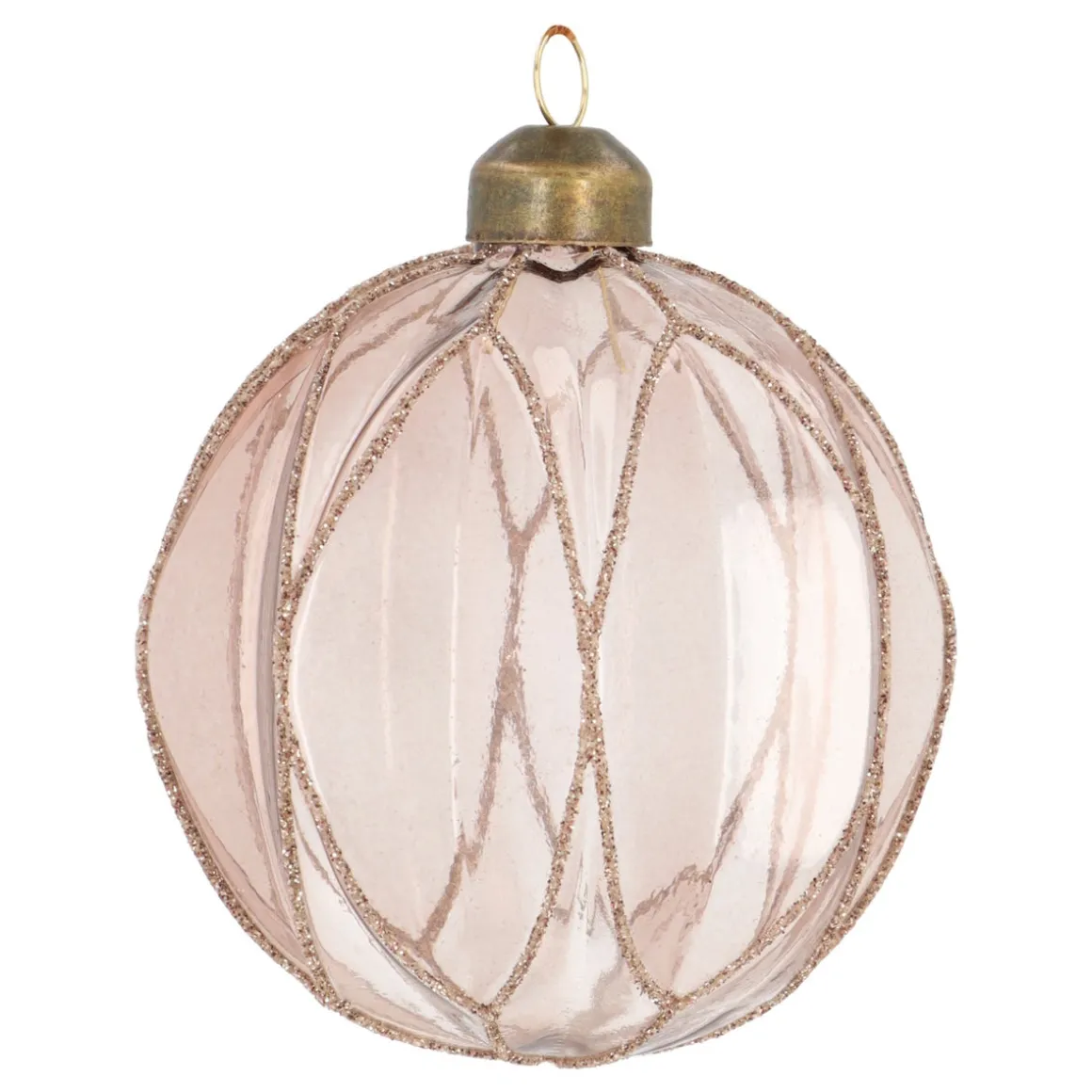 Taupe Weihnachtskugel Mit Glitterlinien