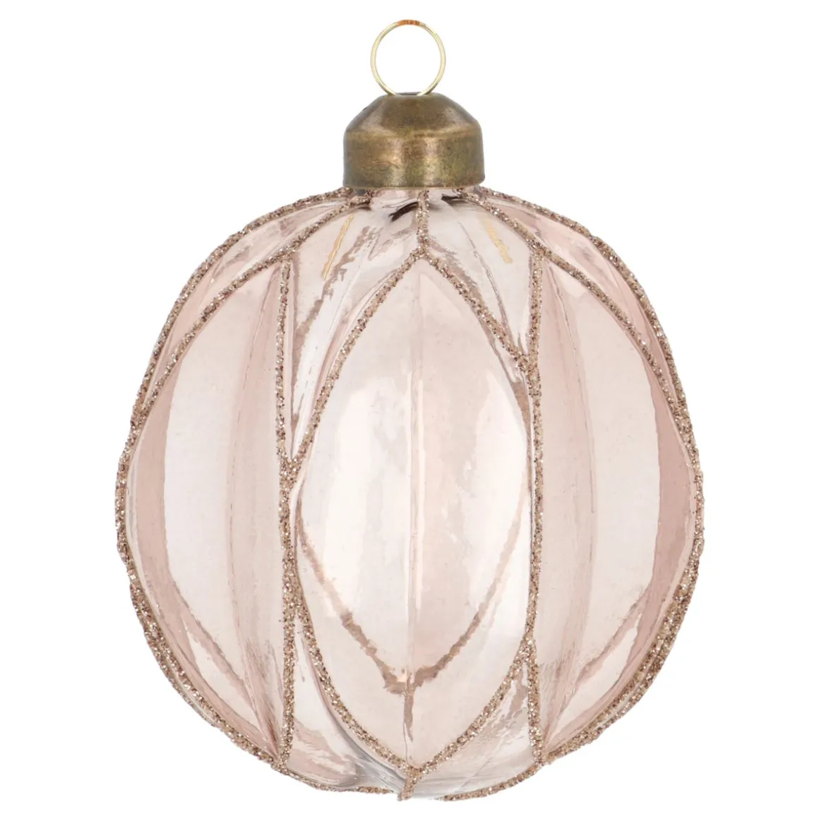 Taupe Weihnachtskugel Mit Glitterlinien