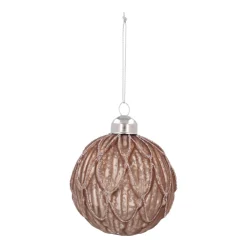 Taupefarbene Weihnachtskugel Mit Elegantem Blattmuster