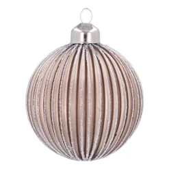 Taupefarbene Weihnachtskugel Mit Verspieltem Lampion-Relief