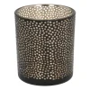 Teelichthalter Lochmuster Schwarz, Glas, 12,5 Cm
