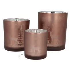 Teelichthalter Rentier Im Wald, Taupe, Glas, 8 Cm