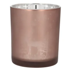 Teelichthalter Rentier Im Wald, Taupe, Glas, 10 Cm