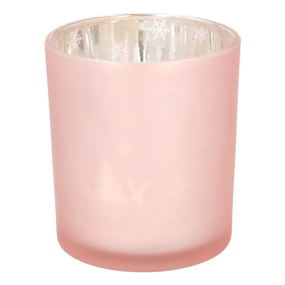 Teelichthalter Weihnachten Rosa, Glas, 8 Cm