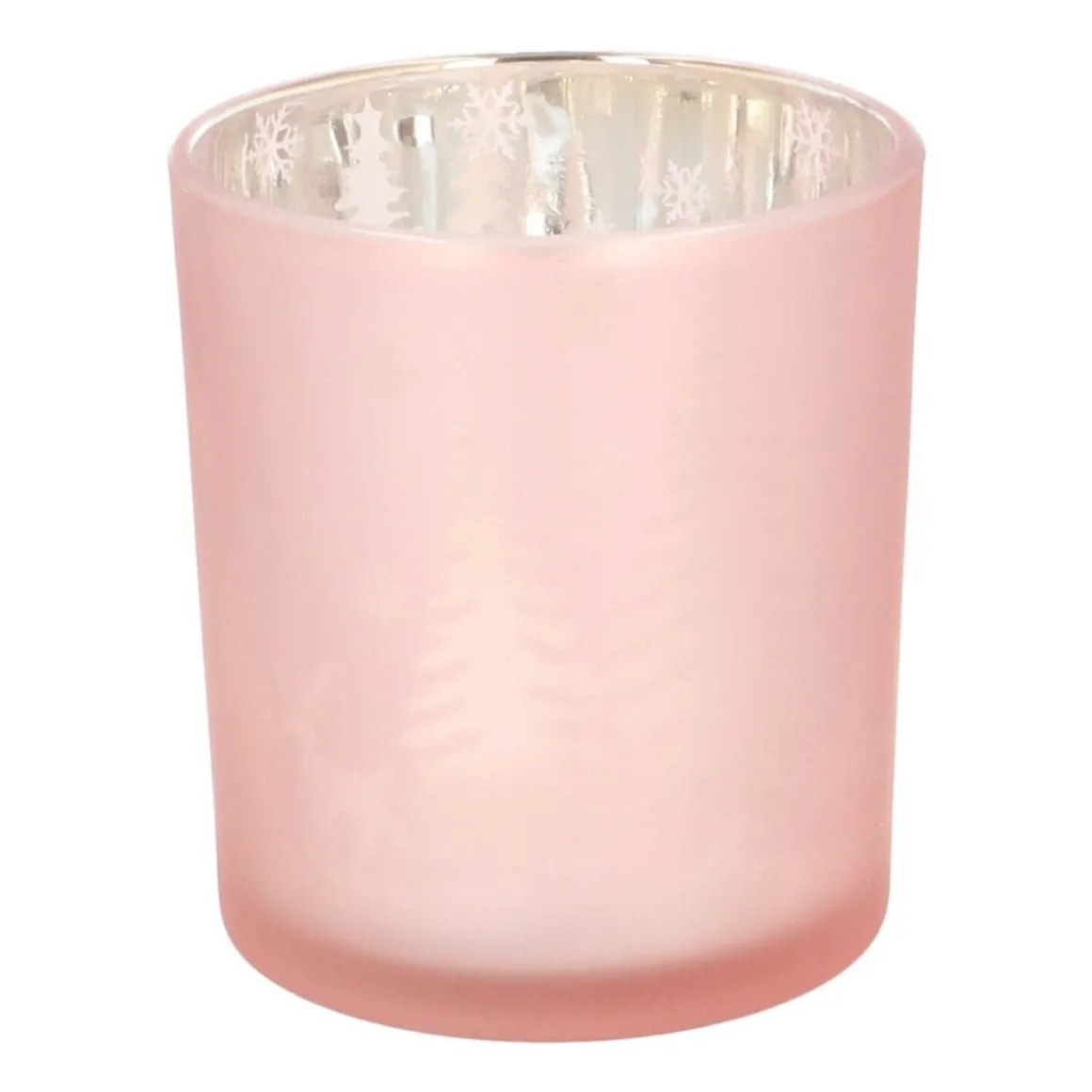 Teelichthalter Weihnachten Rosa, Glas, 8 Cm