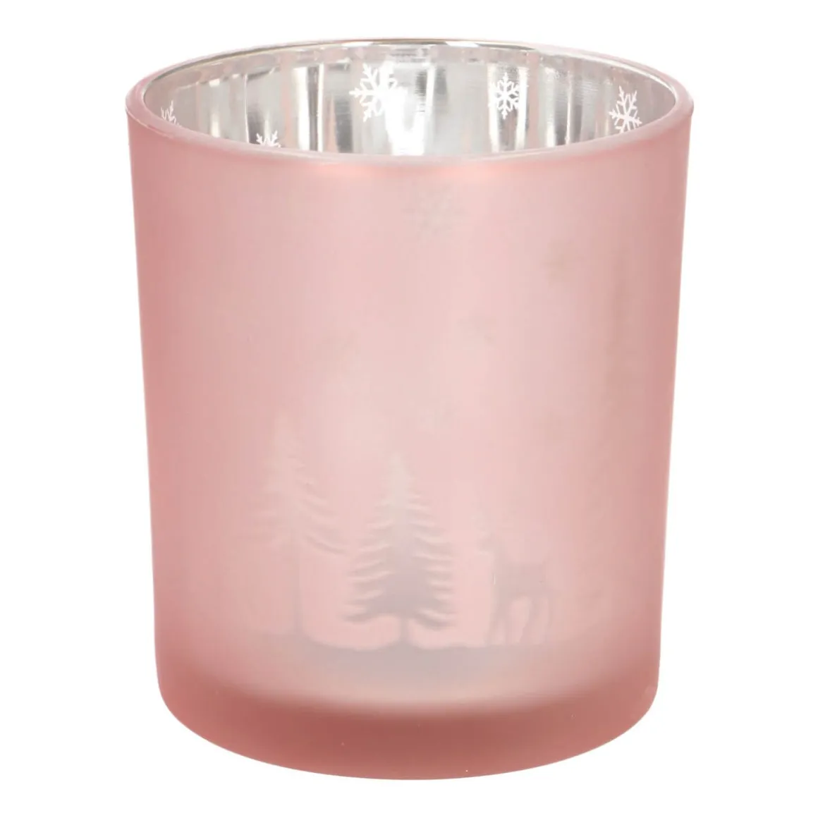 Teelichthalter Weihnachten Rosa, Glas, 10 Cm