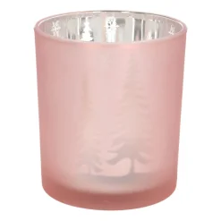 Teelichthalter Weihnachten Rosa, Glas, 10 Cm