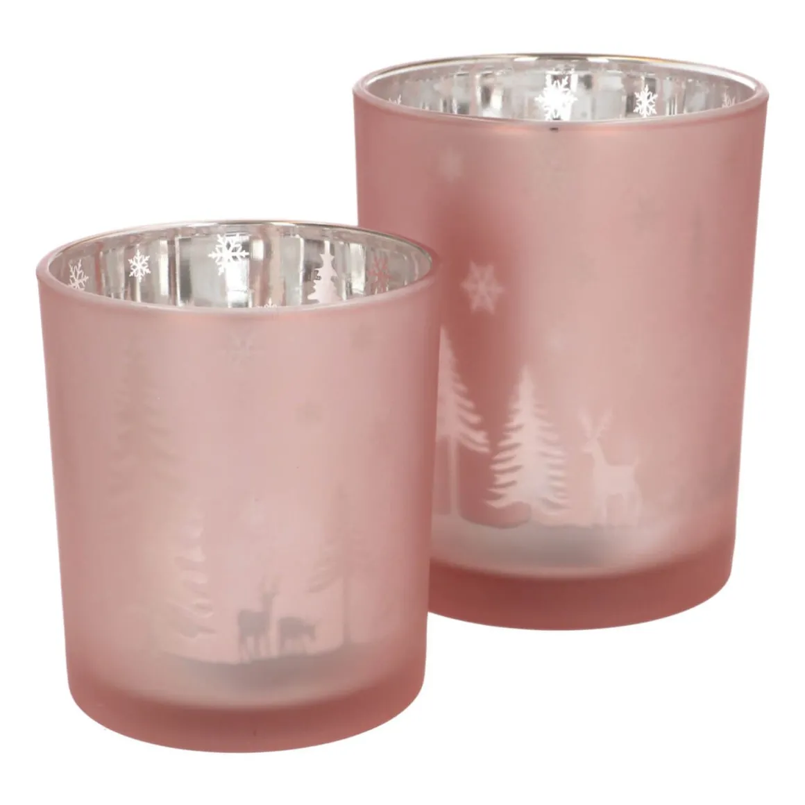 Teelichthalter Weihnachten Rosa, Glas, 10 Cm