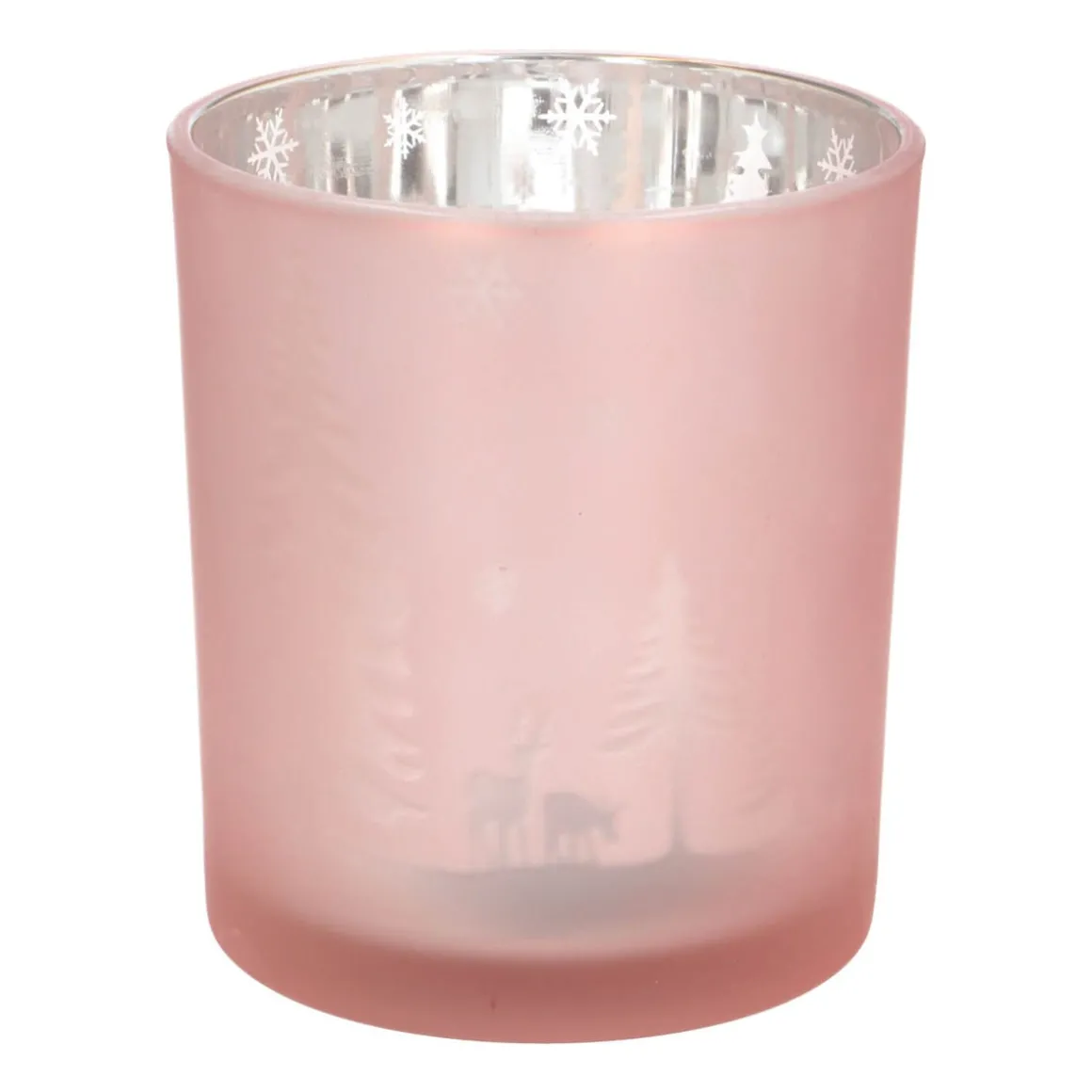 Teelichthalter Weihnachten Rosa, Glas, 10 Cm