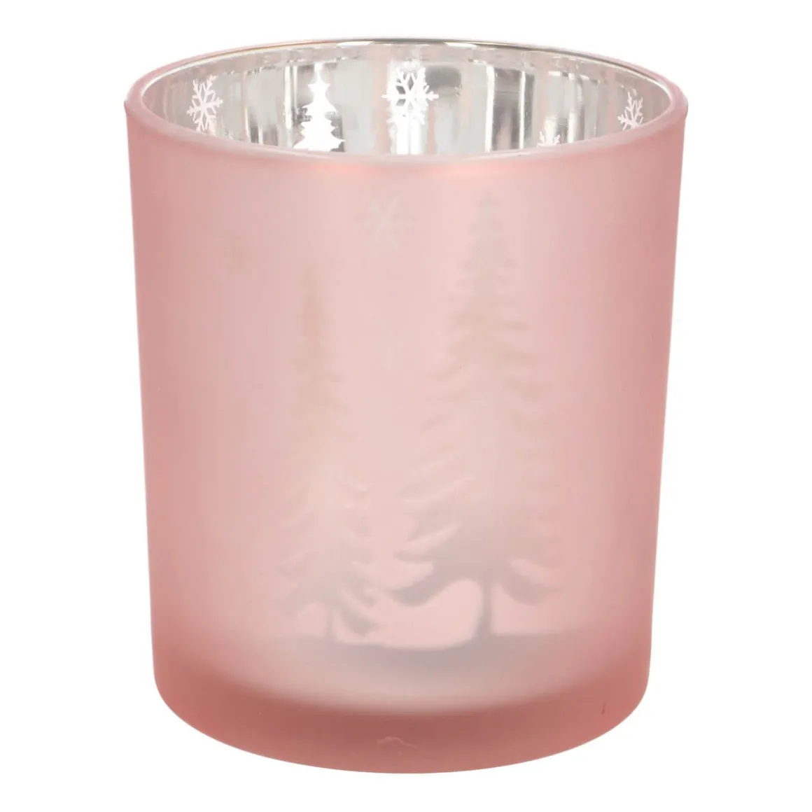 Teelichthalter Weihnachten Rosa, Glas, 10 Cm