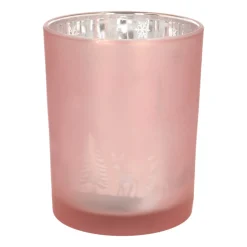Teelichthalter Weihnachten Rosa, Glas, 12,5 Cm