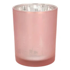Teelichthalter Weihnachten Rosa, Glas, 12,5 Cm