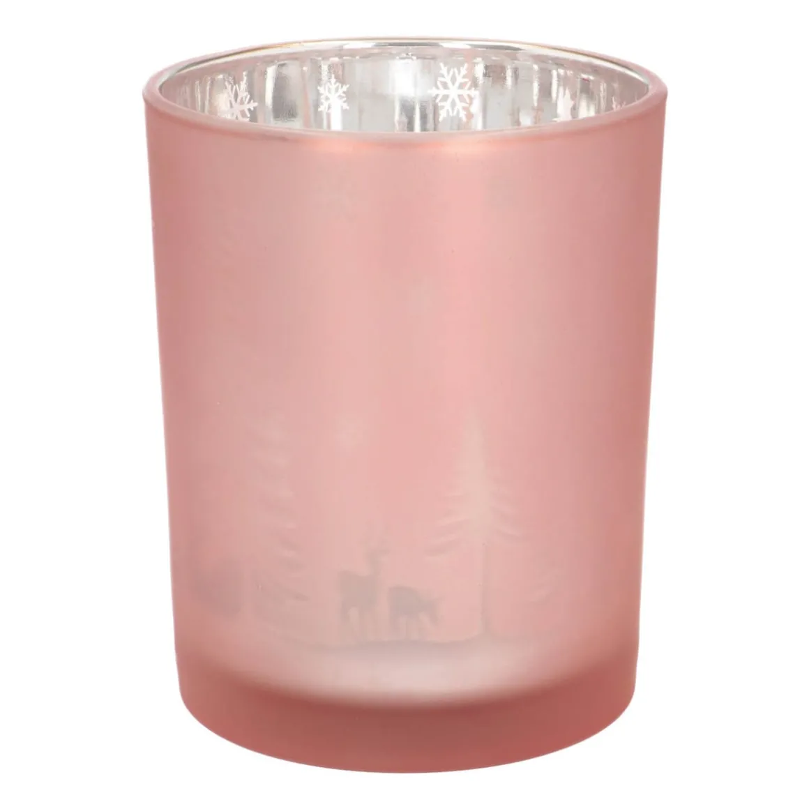 Teelichthalter Weihnachten Rosa, Glas, 12,5 Cm