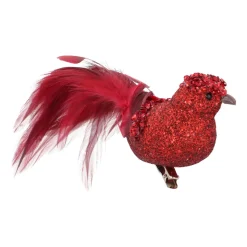 Tiefroter Vogel Auf Klammer Mit Langem Schwanz