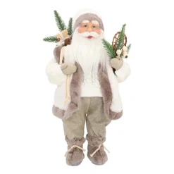Traditionelle Weihnachtsmann-Figur, Stehend, Grau-weiß, 45 Cm