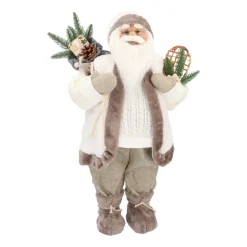 Traditionelle Weihnachtsmann-Figur, Stehend, Grau-weiß, 60 Cm