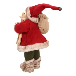 Traditionelle Weihnachtsmann-Figur, Stehend, Bordeaux-grün-weiß, 30 Cm