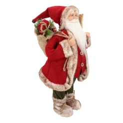 Traditionelle Weihnachtsmann-Figur, Stehend, Bordeaux-grün-weiß, 45 Cm