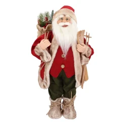 Traditionelle Weihnachtsmann-Figur, Stehend, Bordeaux-grün-weiß, 60 Cm