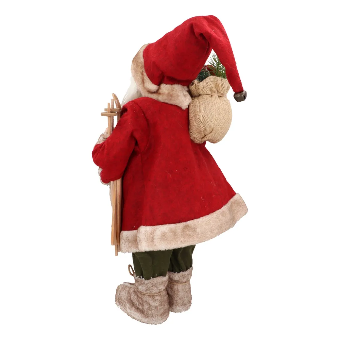 Traditionelle Weihnachtsmann-Figur, Stehend, Bordeaux-grün-weiß, 60 Cm