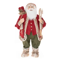 Traditionelle Weihnachtsmann-Figur, Stehend, Bordeaux-grün-weiß, 80 Cm