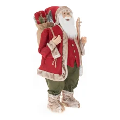 Traditionelle Weihnachtsmann-Figur, Stehend, Bordeaux-grün-weiß, 80 Cm