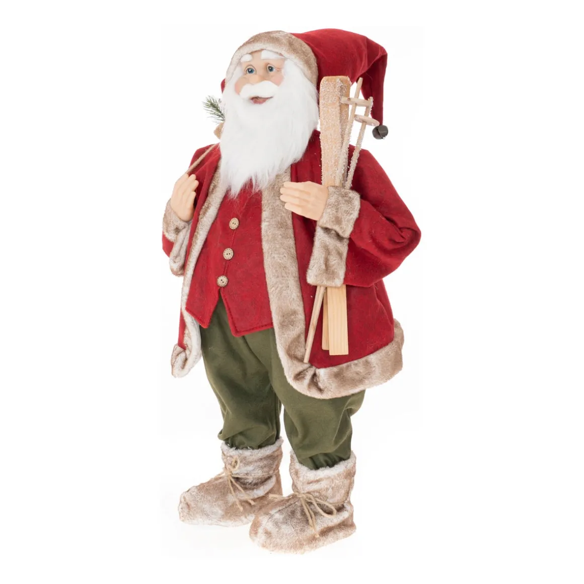 Traditionelle Weihnachtsmann-Figur, Stehend, Bordeaux-grün-weiß, 80 Cm