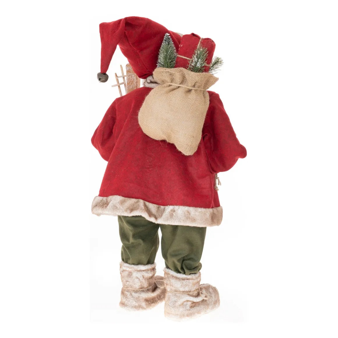 Traditionelle Weihnachtsmann-Figur, Stehend, Bordeaux-grün-weiß, 80 Cm