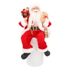 Traditionelle Weihnachtsmann-Figur, Sitzend, Rot-weiß, 45 Cm