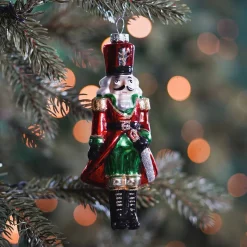 Traditioneller Anhänger Nussknacker, Rot-grün, Glas, 16 Cm