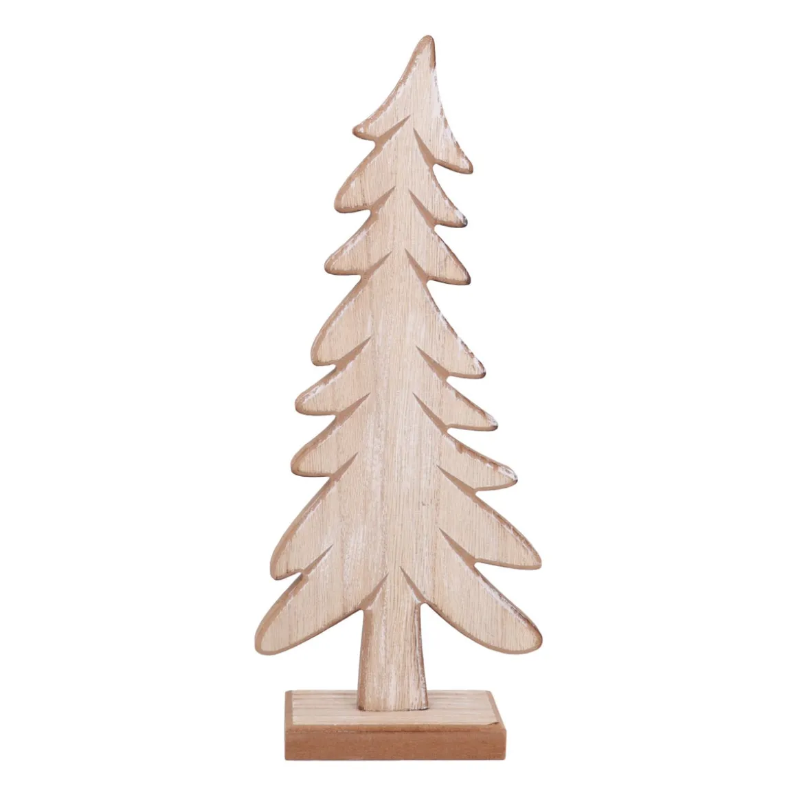 Verspielter Holz-Weihnachtsbaum Auf Standfuß