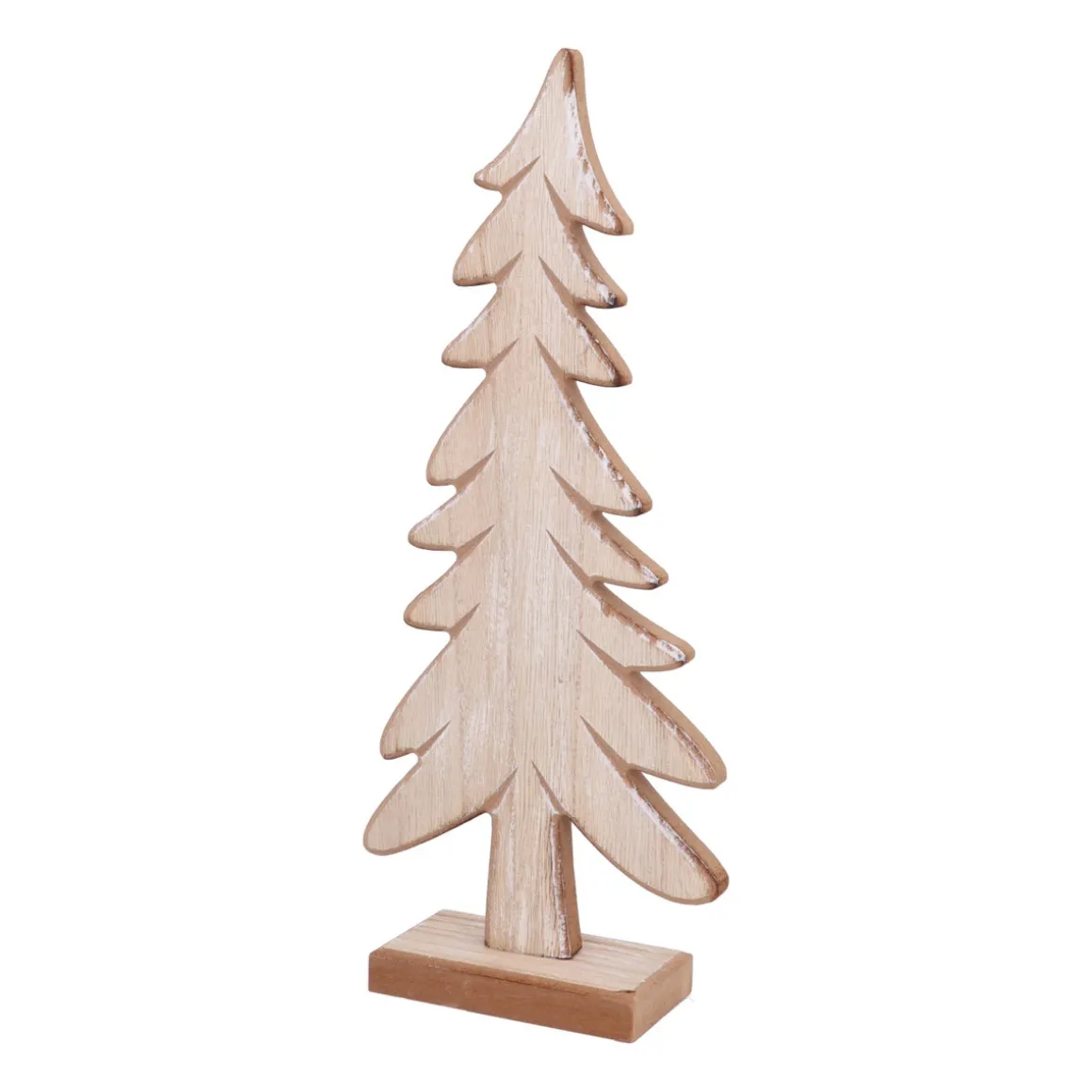 Verspielter Holz-Weihnachtsbaum Auf Standfuß