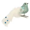 Vogel Mit Clip Und Feder, Cottage Green-weiß, Kunststoff, 15 Cm