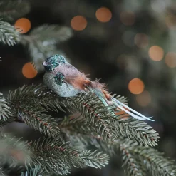 Vogel Mit Clip Und Feder, Petrol, Kunststoff, 16 Cm