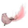 Vogel Mit Clip Und Feder, Rosa, Kunststoff, 18 Cm