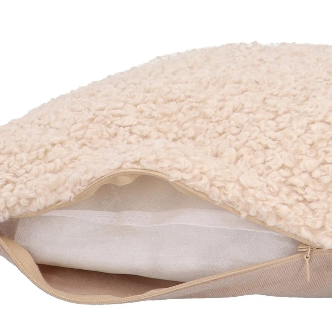 Warm Beige Teddy-Dekokissen