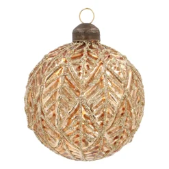 Warme Goldene Weihnachtskugel Mit Blattmotiv