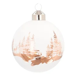 Weiße Weihnachtskugel Mit Bezaubernder Winterlandschaft