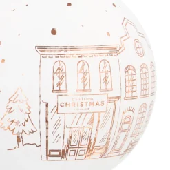 Weiße Weihnachtskugel Mit Häuschen-Motiv