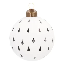 Weiße Weihnachtskugel Mit Gravierten Bäume