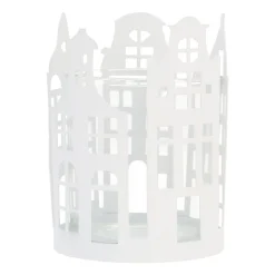 Weißer Teelichthalter Mit Grachtenhäusern