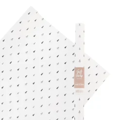 Weißes Geschenkpapier Auf Rolle Mit Schwarzen Weihnachtsbäumchen