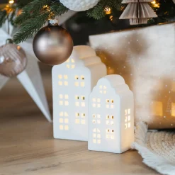 Weißes Grachtenhaus Für Weihnachten