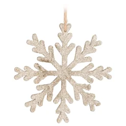 Weihnachtsanhänger Mit Champagnerfarbener Schneeflocke Aus Holz