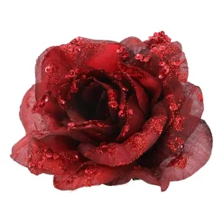 Weihnachtsbaum Rose Mit Clip, Bordeaux, Kunststoff, 15 Cm
